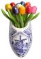Preview: Wooden tulip bouquet in wooden shoe Delft blue - 9 hand painted wooden tulips, 20 cm high, multicolored, wooden flower dekoration, Made in Holland